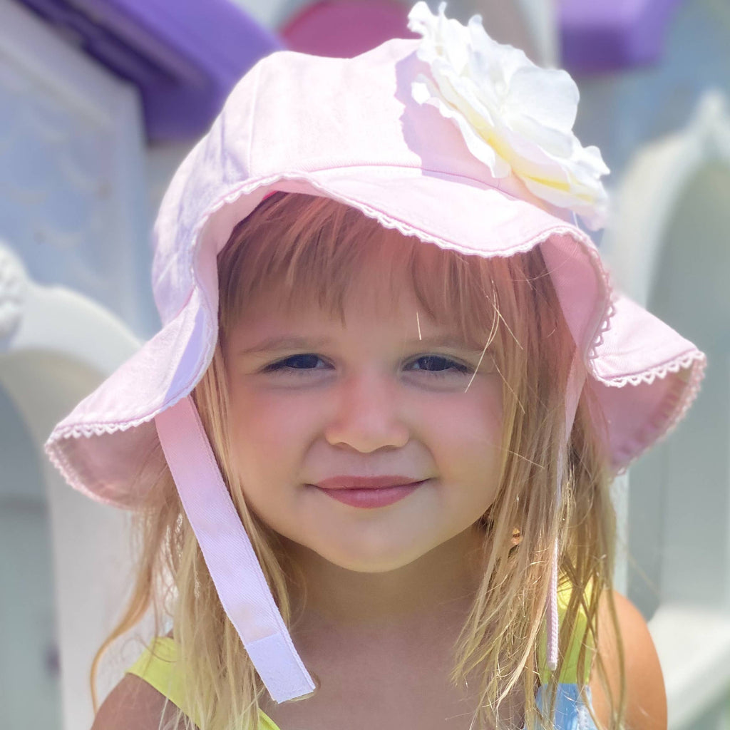 Pale Pink Stella Sun Hat with Rose