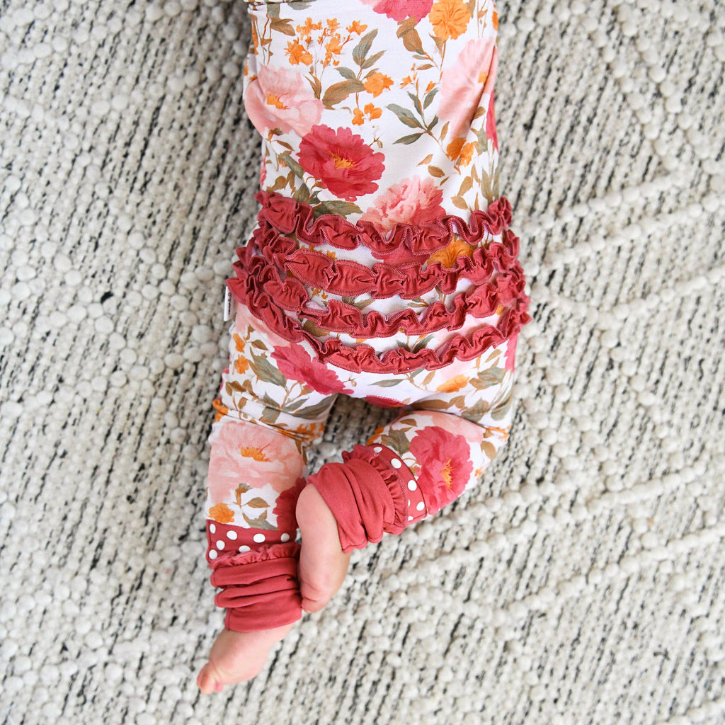 Felicity RUFFLE ZIP Bamboo Floral One Piece Baby Outfit