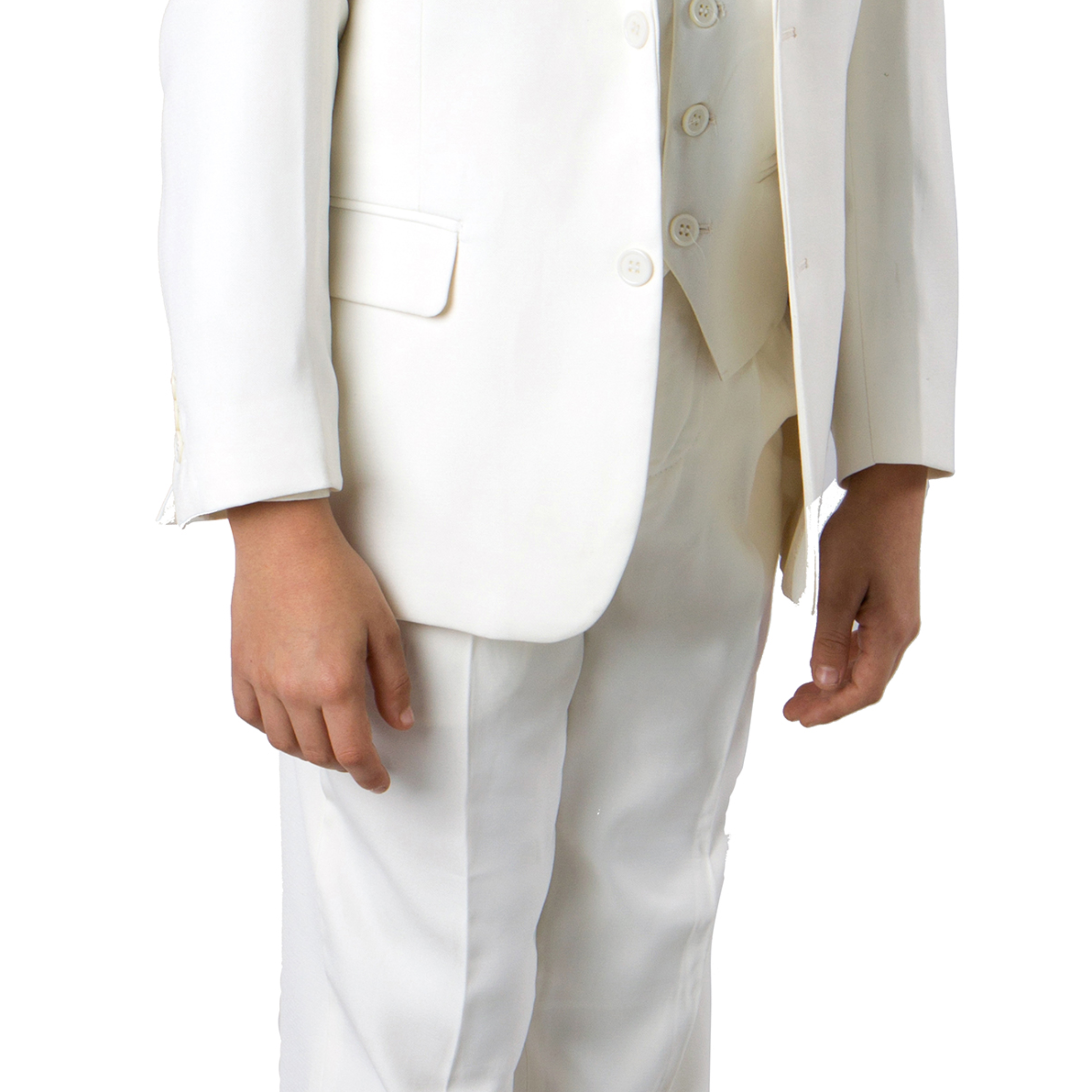 Big Boys Suit Husky Fit 5-PC, Off-White w/ Dress Shirt & Tie