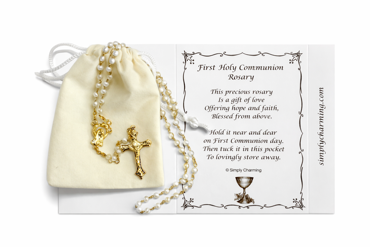 14K Gold-Plated Chain w/ Real Mother of Pearl Rosary