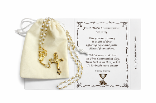 14K Gold-Plated Chain w/ Real Mother of Pearl Rosary
