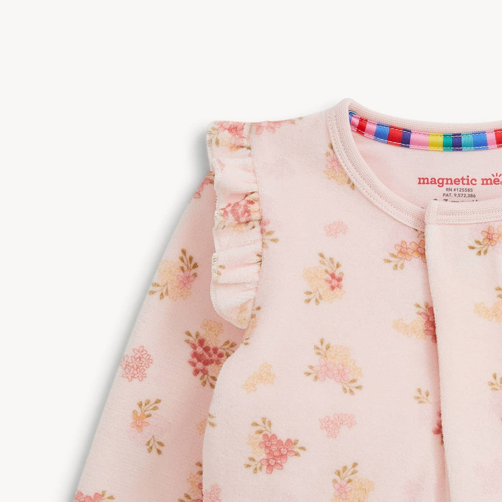 FLORAL GIRLS VELOUR FOOTIE