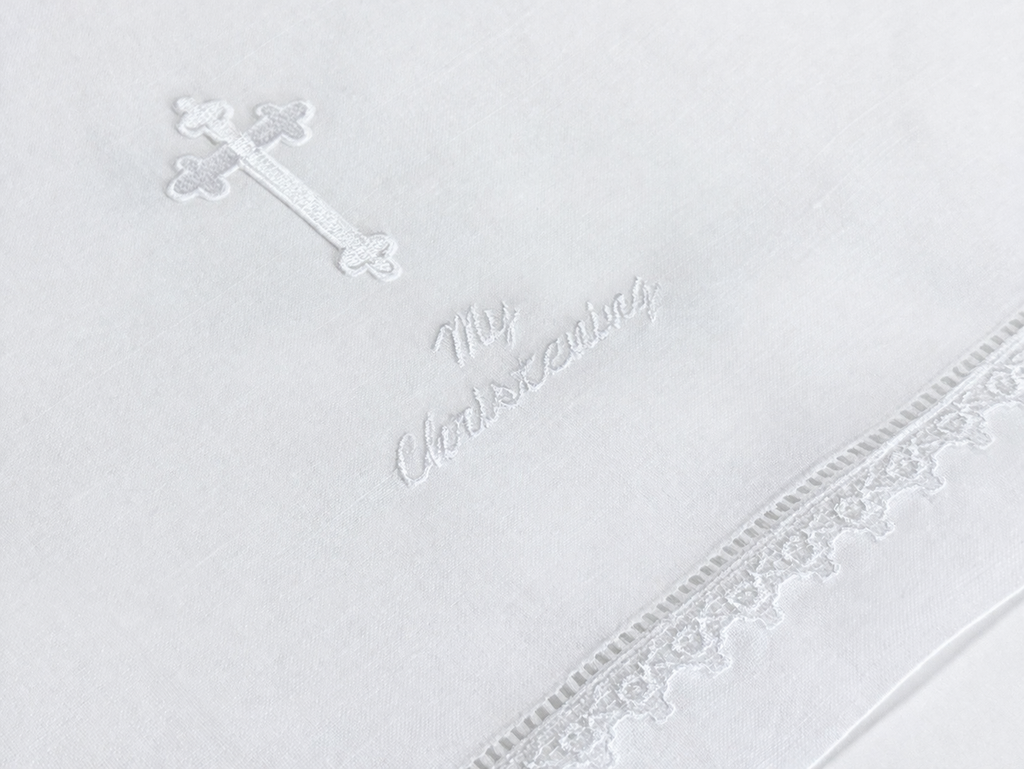 "My Christening" Towel W/ Lace