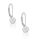 Flower CZ Drop Earrings In Sterling Silver