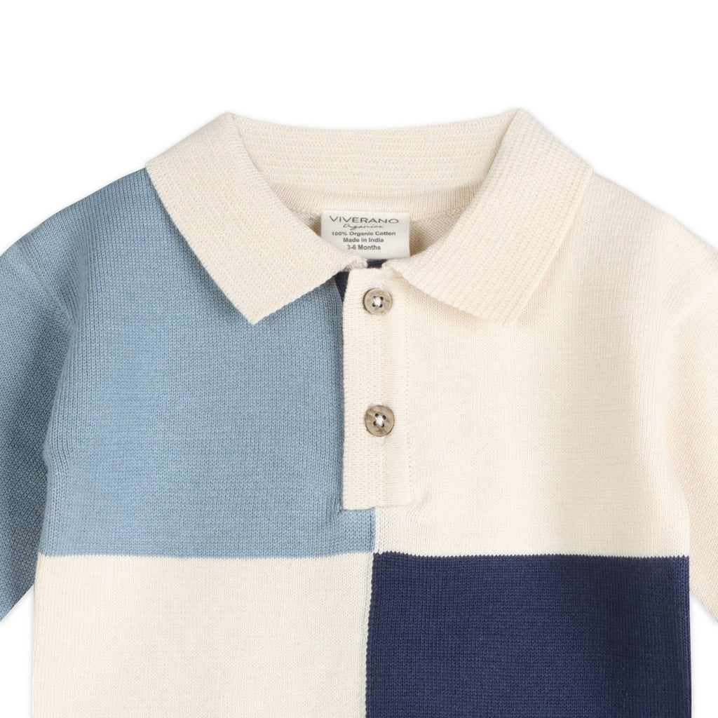 Luke Color Block Knit Baby Polo & Pant Set (Organic Cotton)