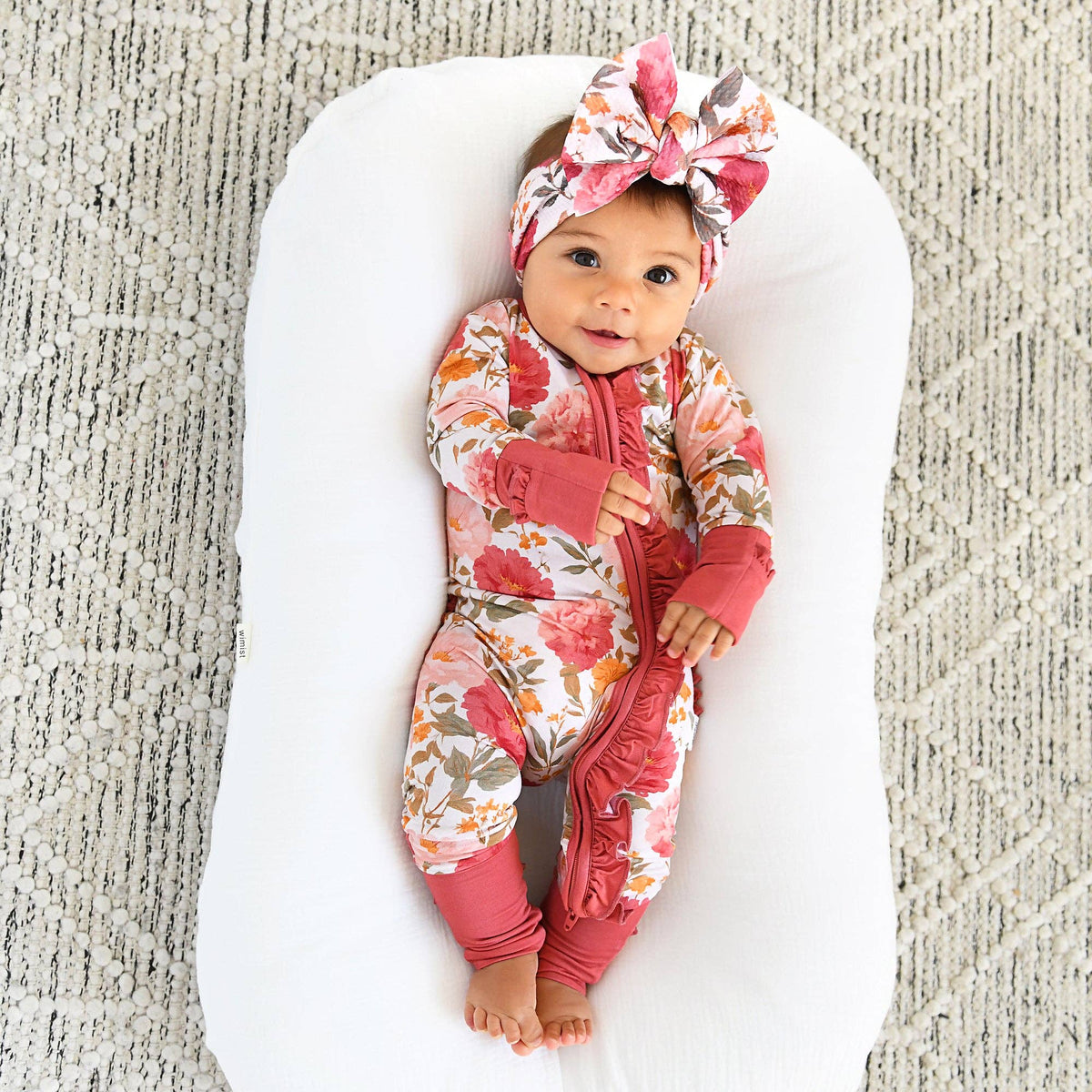 Felicity RUFFLE ZIP Bamboo Floral One Piece Baby Outfit