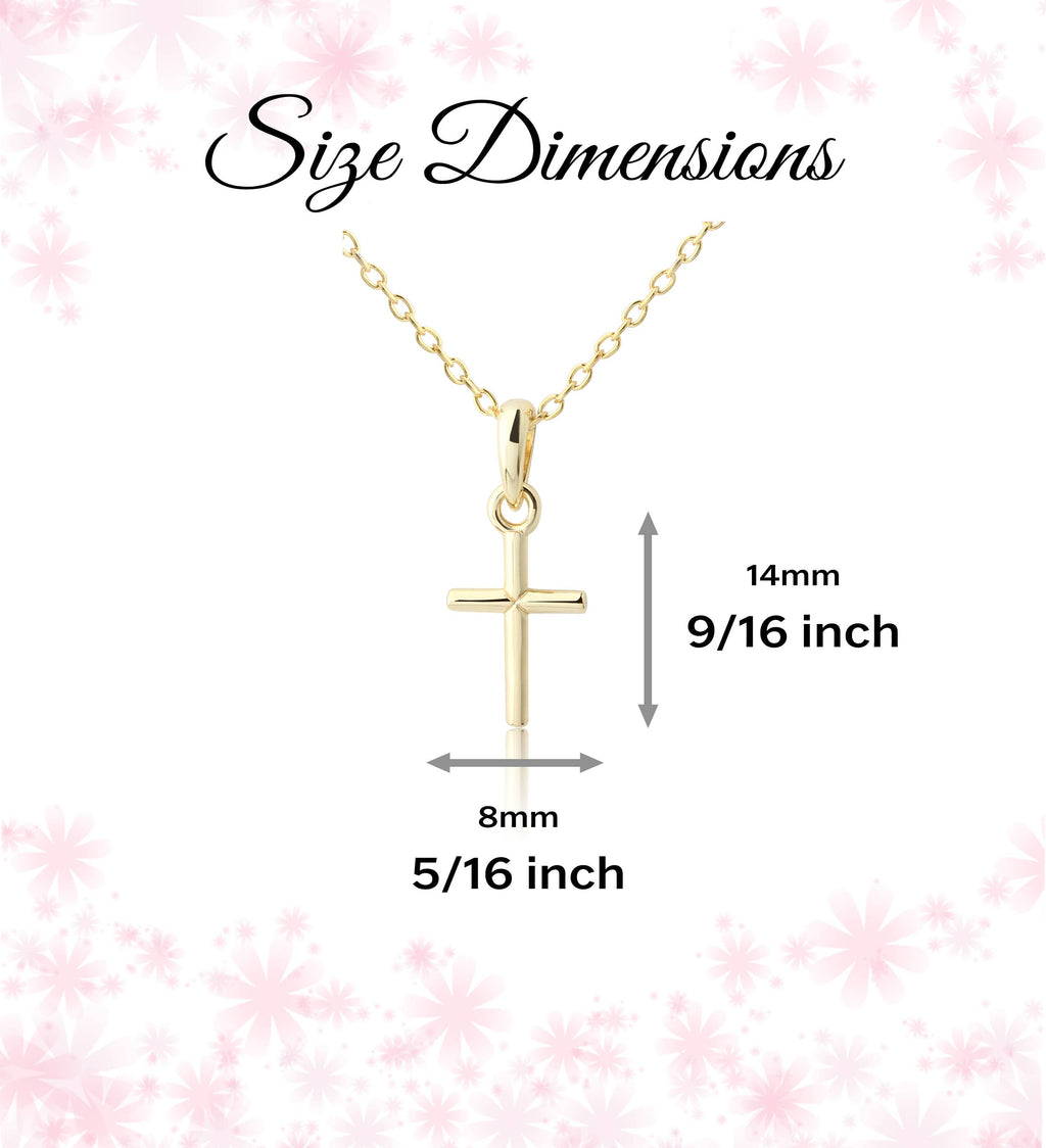 Children's 14K Gold-Plated Cross Necklace Baptism, Communion