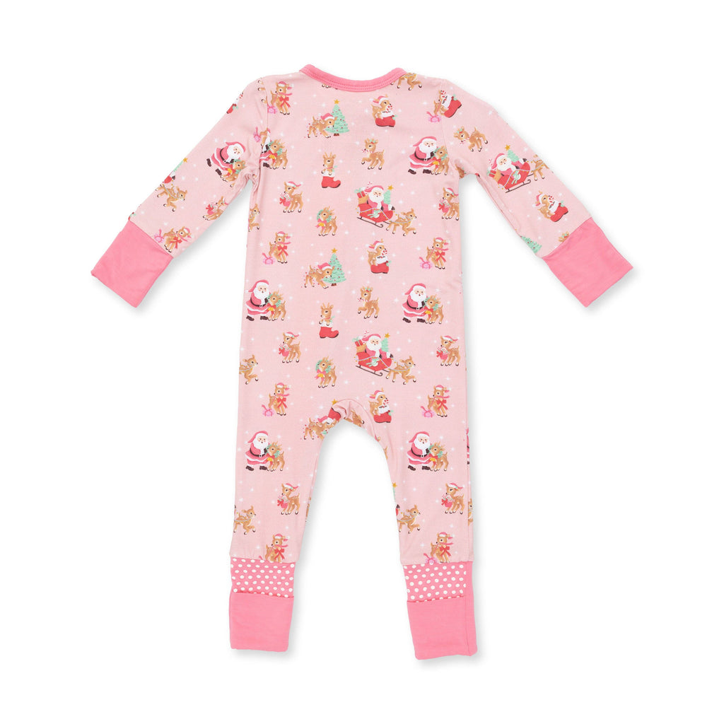Vintage Reindeer & Santa Pink - Convertible Romper