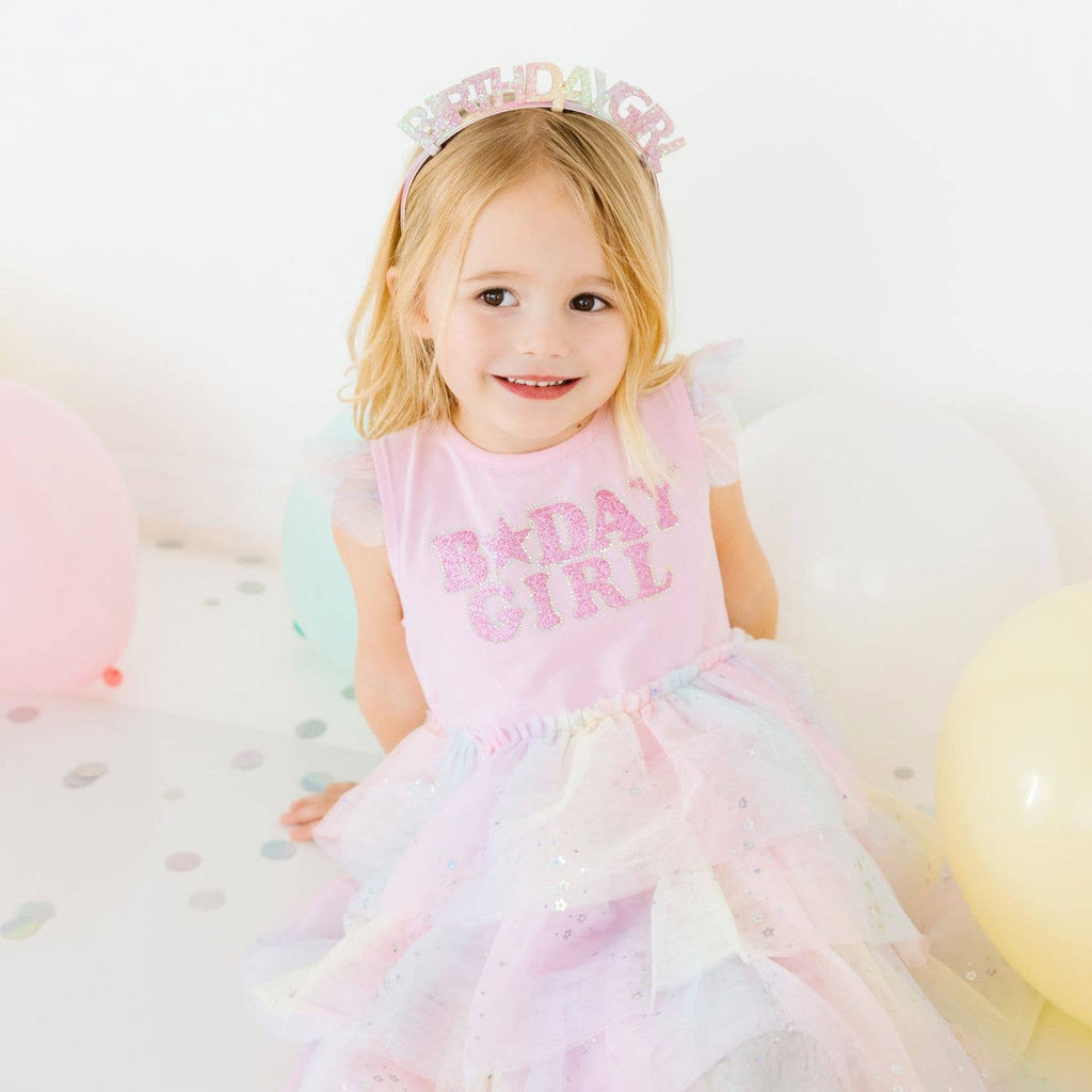 Birthday Girl Fairy Dust Short Sleeve Tutu Dress - Kids