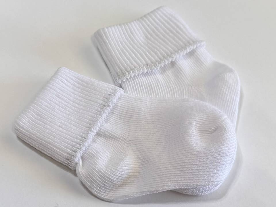 Cuffed White Baby Socks (One Pair)