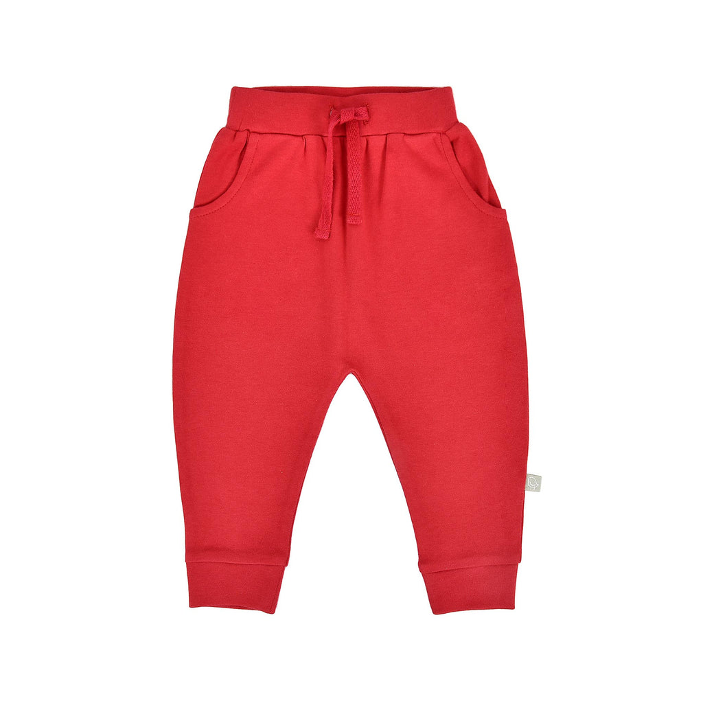 Baby kid lounge organic pants | scarlet red