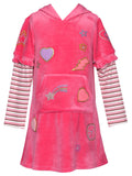 L/s Velour Dress W/ Patch-Rhinestones