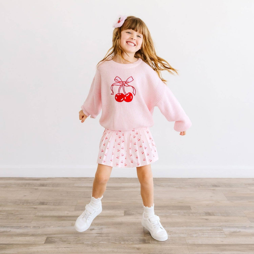 Cherry Tulle Bow Clip  - Kids Hair Bow