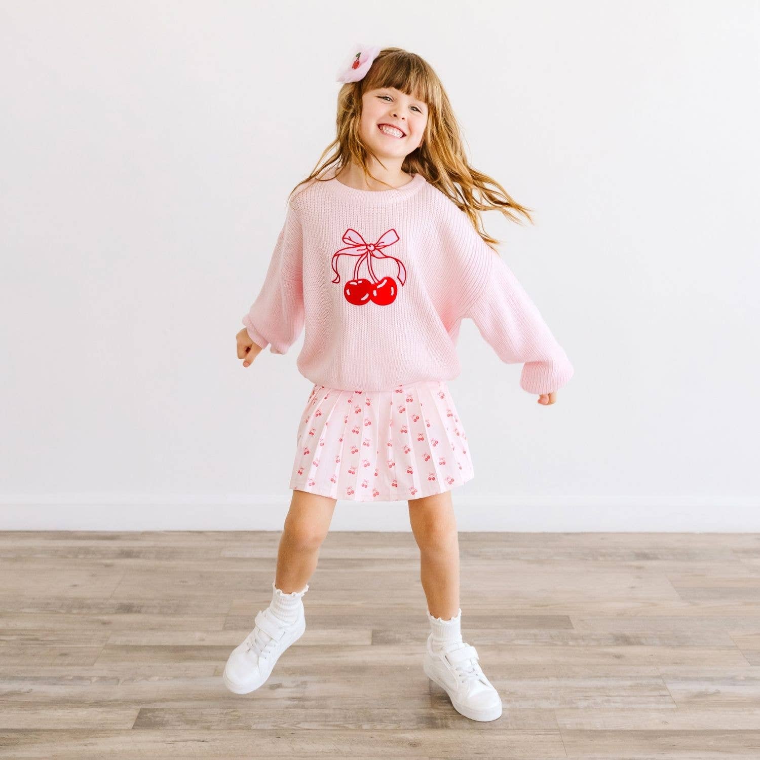 Cherry Tulle Bow Clip  - Kids Hair Bow