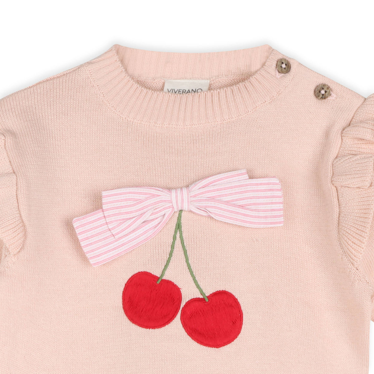 Cherry Bow Baby Pullover & Stripe Pants (Organic Cotton)