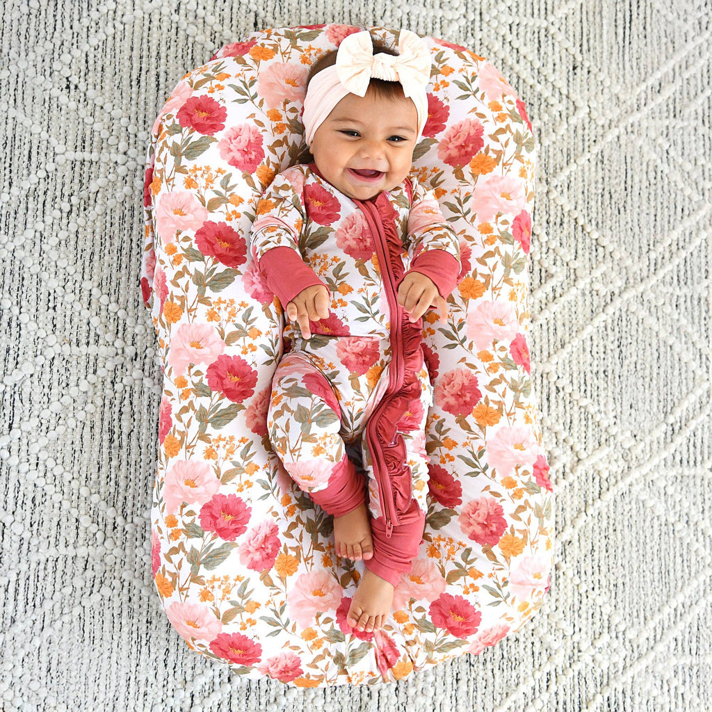 Felicity RUFFLE ZIP Bamboo Floral One Piece Baby Outfit
