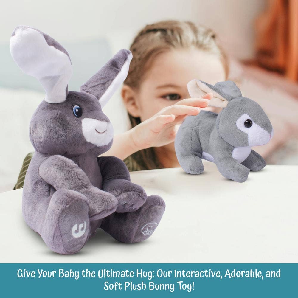 Milo Grey Singing Bunny & Soft Plush Baby Bunny