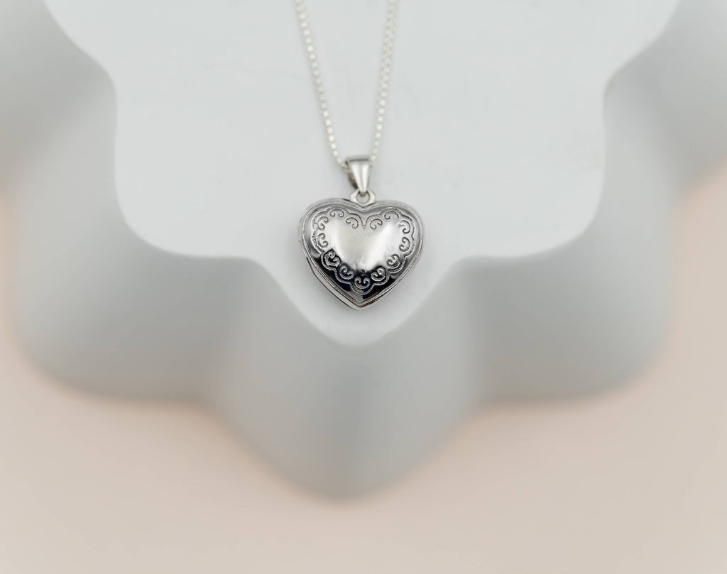 Sterling Silver Girls Embellished Heart Locket Kids Necklace
