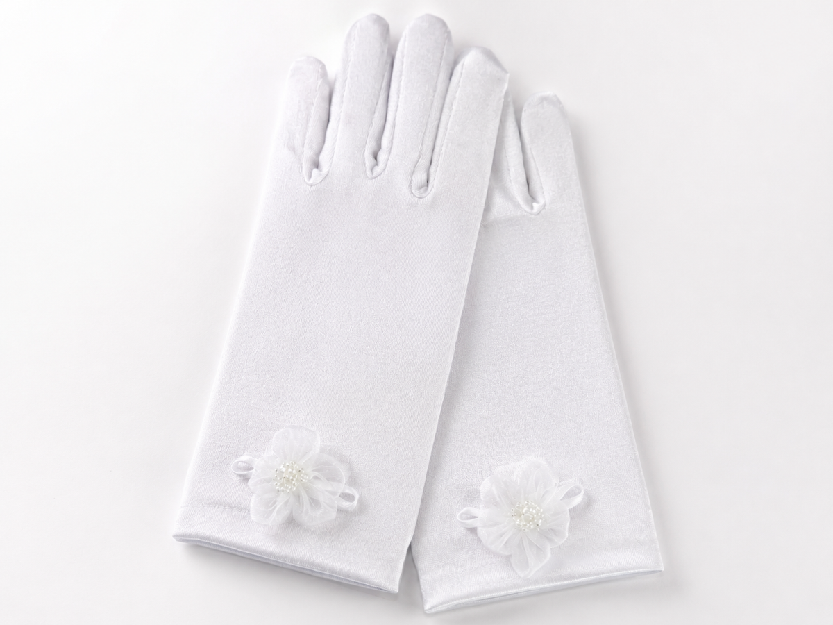 Satin Gloves with Flower