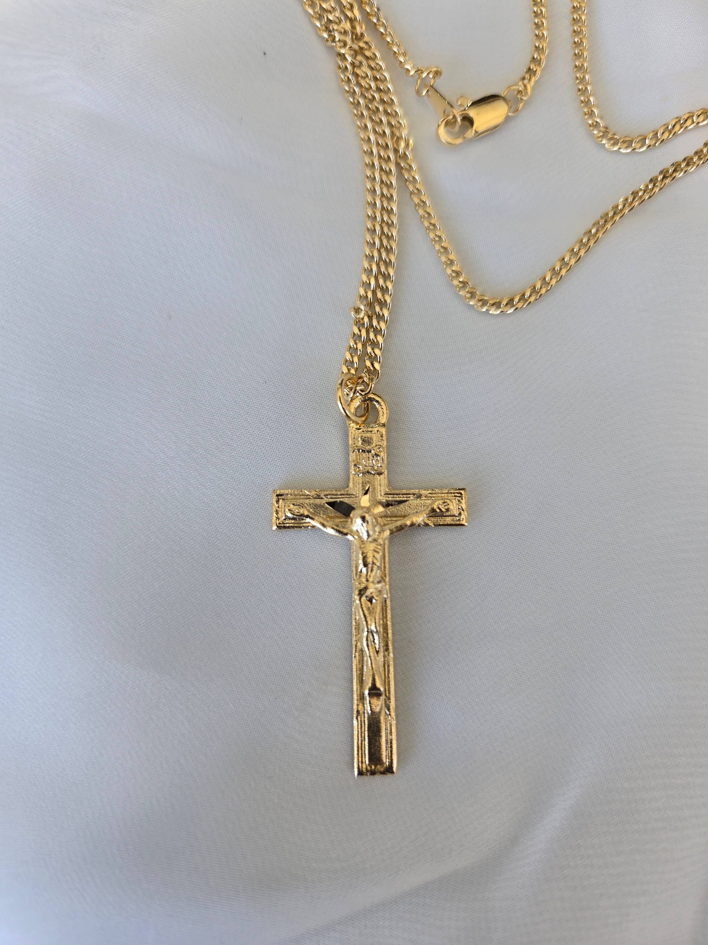 FCN6032-Gold-plated Crucifix pendant + 20" chain