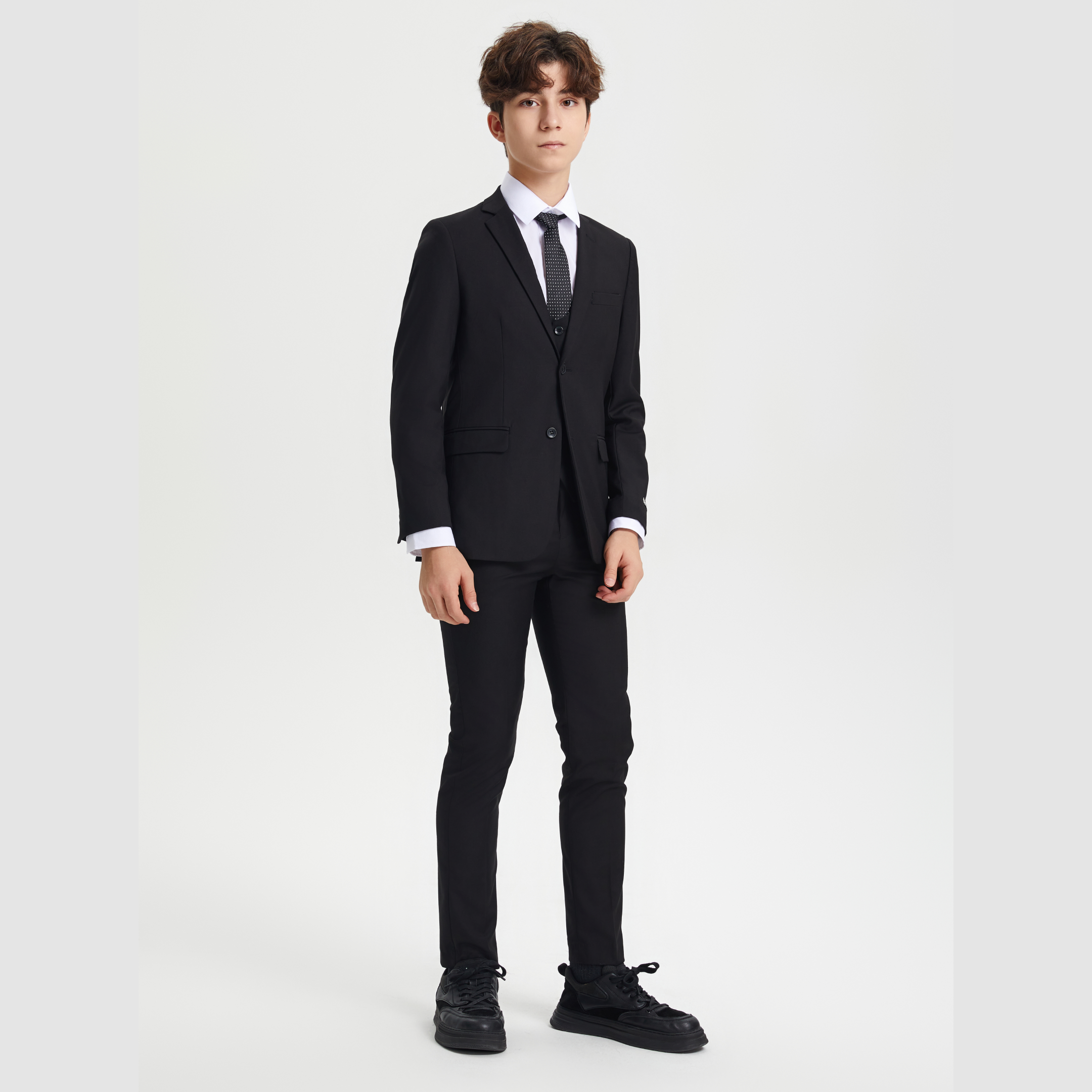 Stacy Adams Boys Suit 5-Piece w/ Dress Shirt & Tie, Black