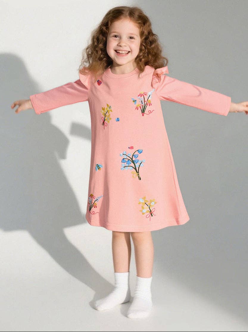 Kids Cotton Princess Dress Floral Embroidery Sleeveless Dress