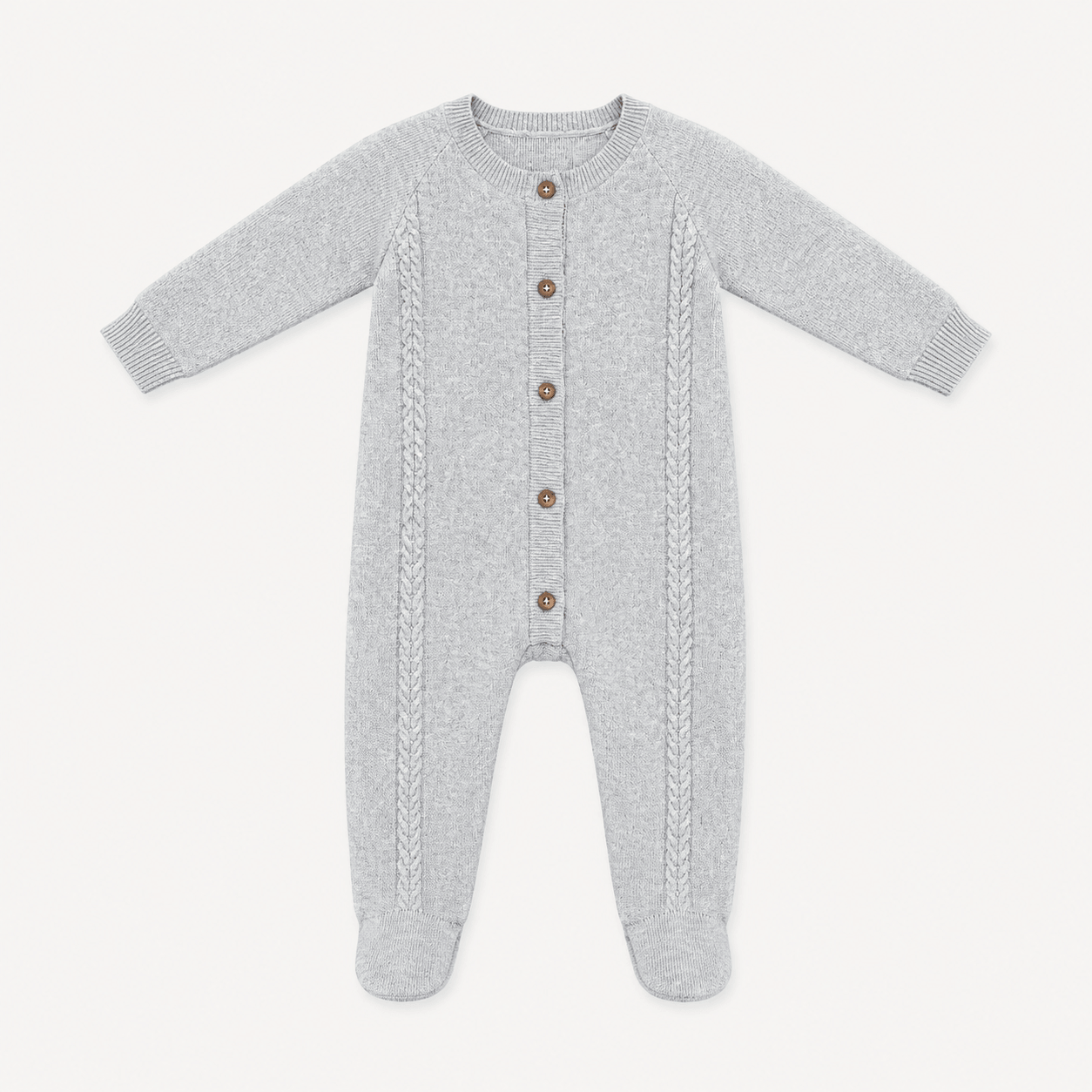 Milan Cable Knit Baby Footie Jumpsuit & Hat SET (Organic)
