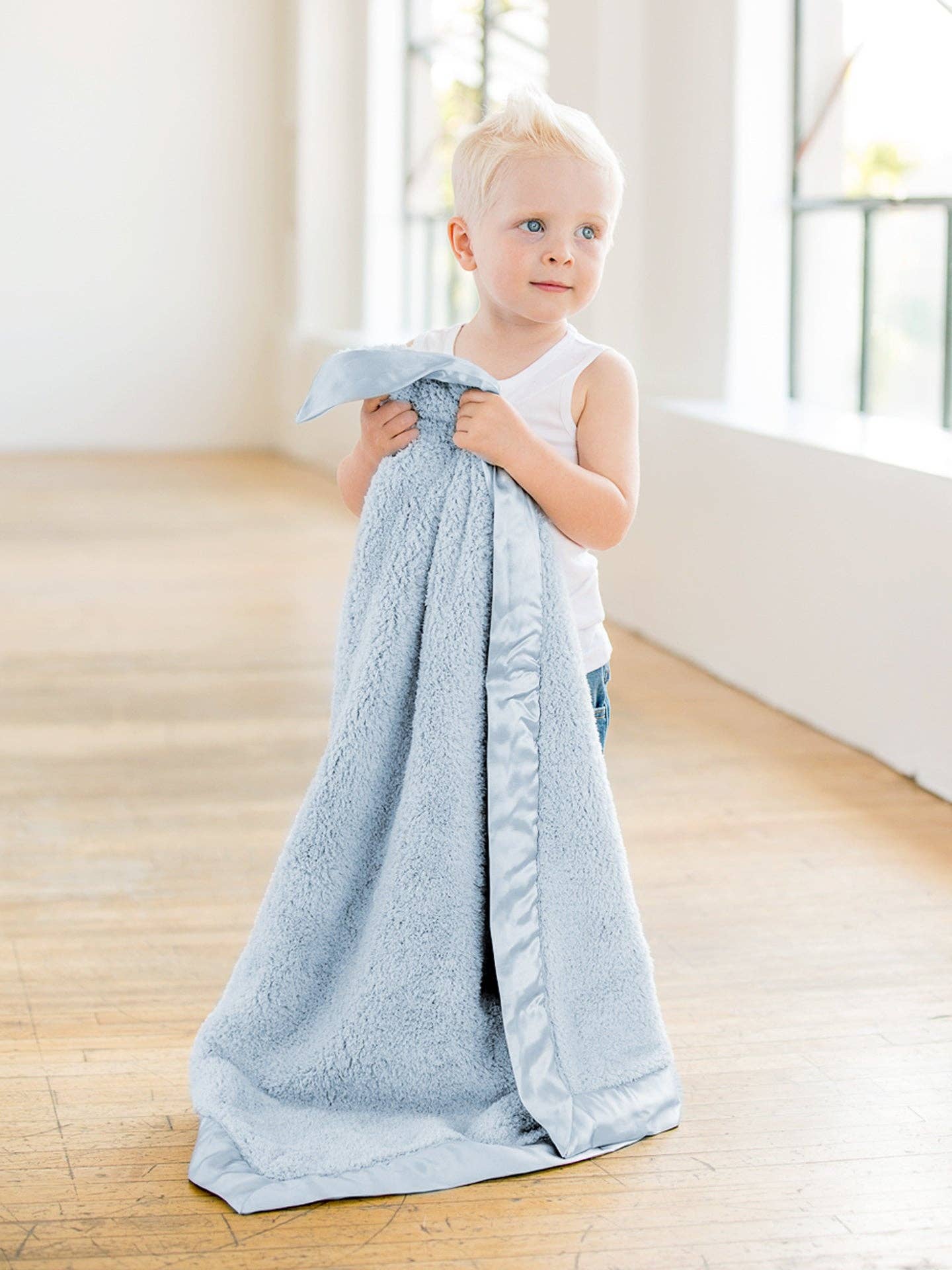 Chenille Baby Blanket: Unboxed / Denim