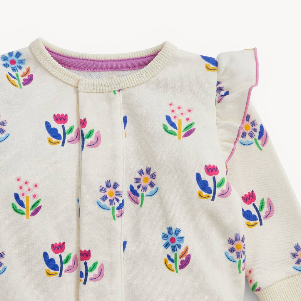 FLORAL IVORY FRENCH TERRY BABY ROMPER