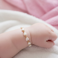 Girls 14K Gold-Plated Heart Pearl Baby Beaded Bracelet