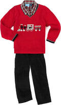 4-7 Boys Red Long Sleeve Three Piece Sweater Set