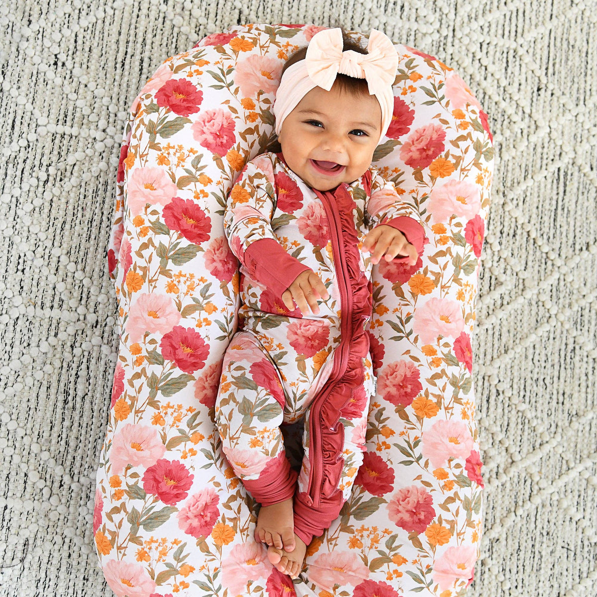 Felicity RUFFLE ZIP Bamboo Floral One Piece Baby Outfit
