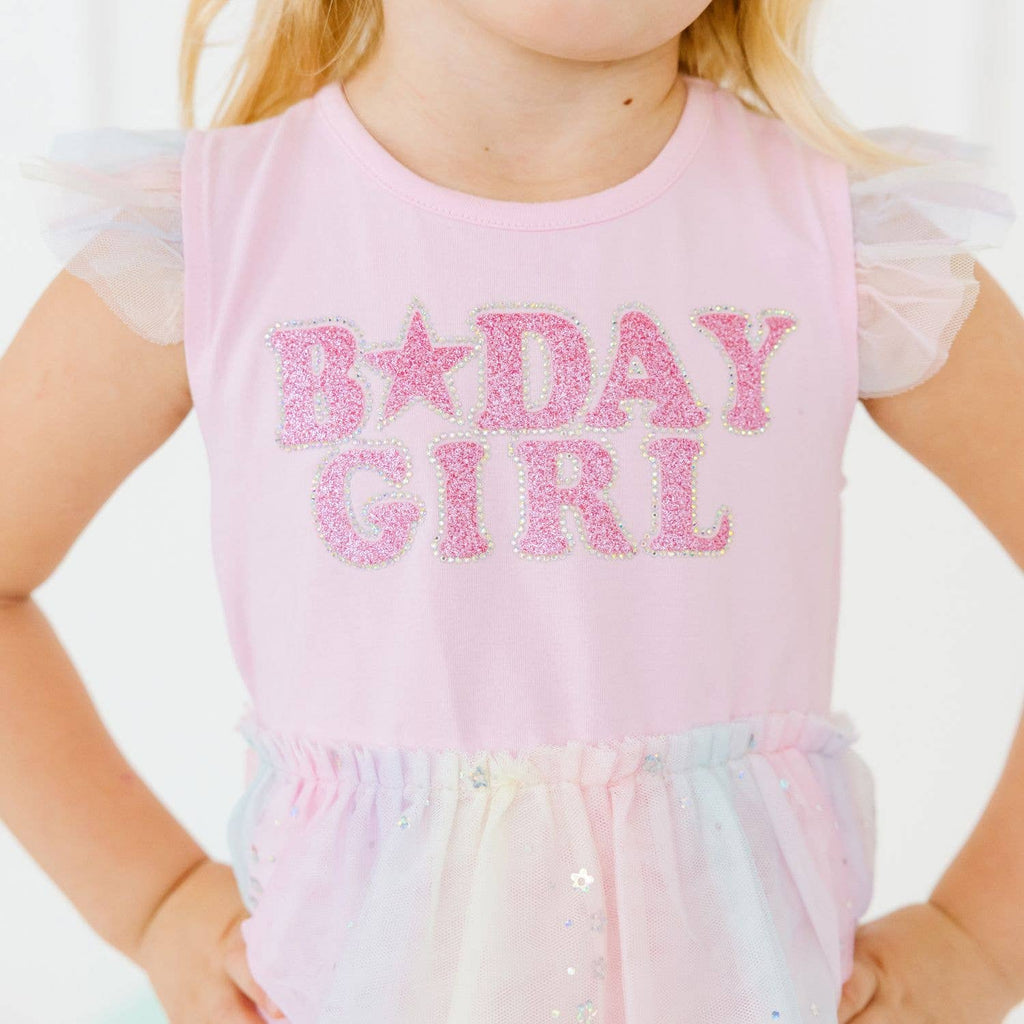 Birthday Girl Fairy Dust Short Sleeve Tutu Dress - Kids