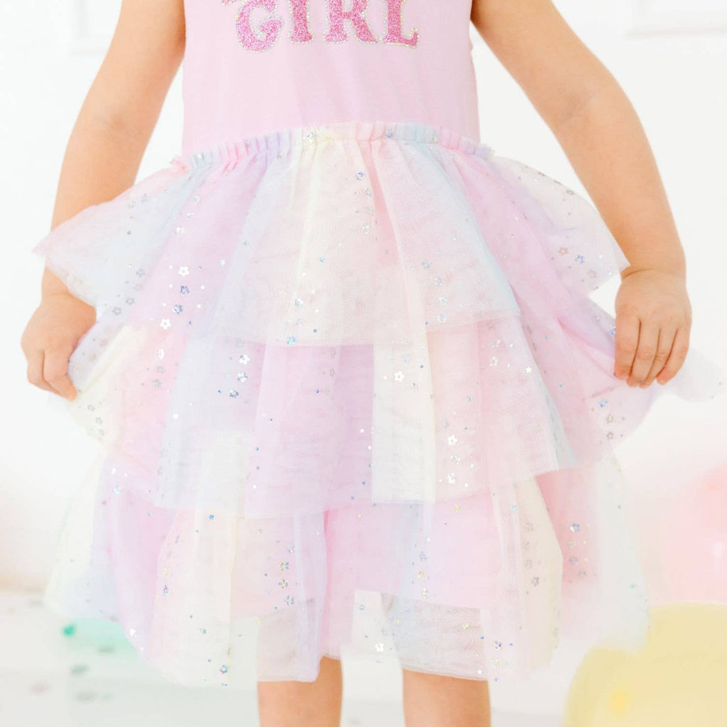 Birthday Girl Fairy Dust Short Sleeve Tutu Dress - Kids