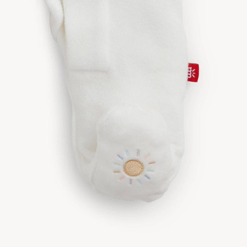 EMROIDERY GIRAFFE CREAM VELOUR FOOTIE