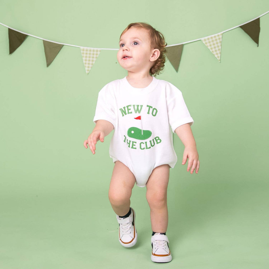 New To The Club Patch Short Sleeve Romper - Baby Clothes