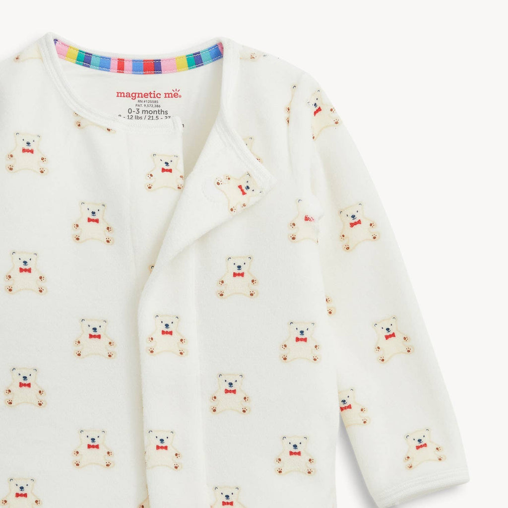 TEDDY BOWS VELOUR FOOTIE