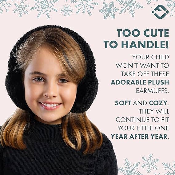 Kids Adjustable Earmuffs - Sherpa - Black