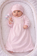 Pink Feathers & Rose Buds Pima Cotton Baby Daygown