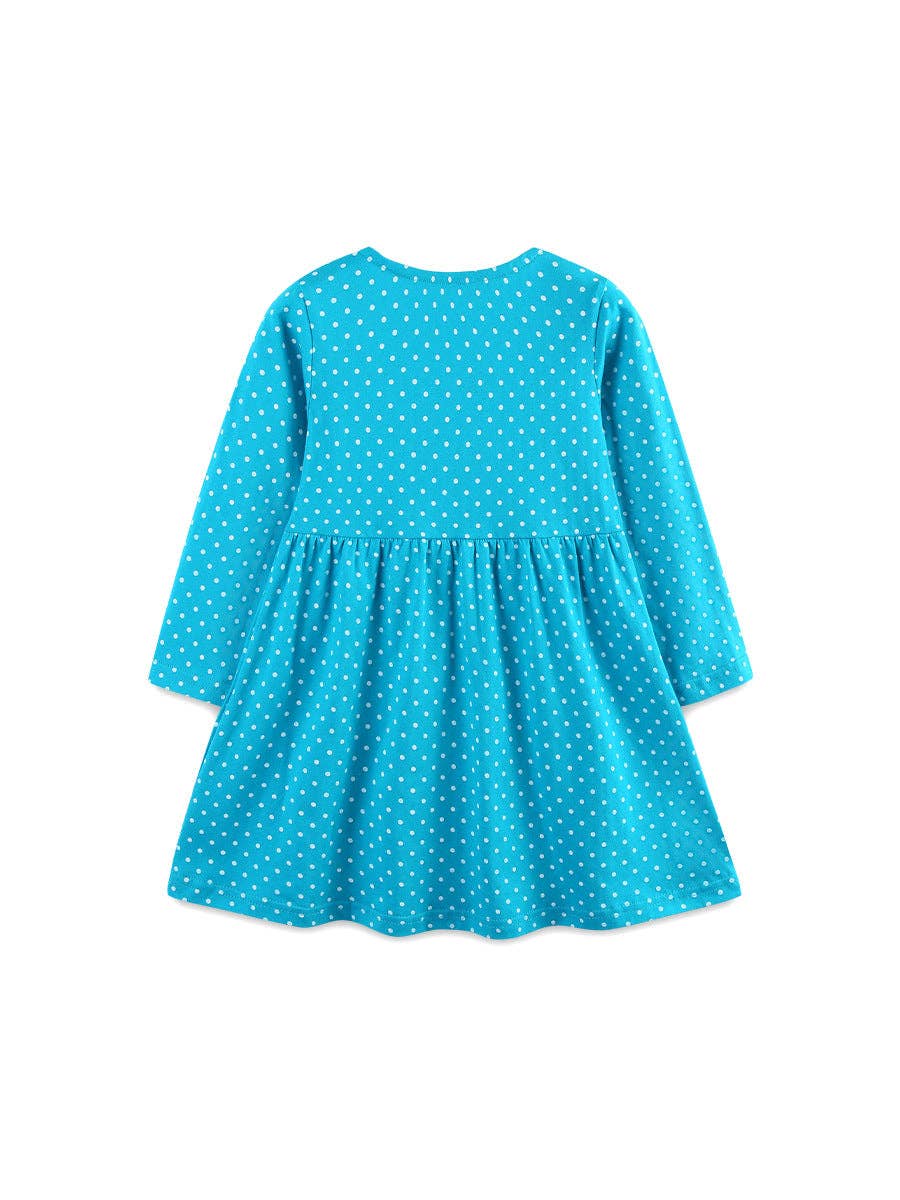 Animal Embroidered Princess Dress for Girls Knit Cotton Long Sleeve