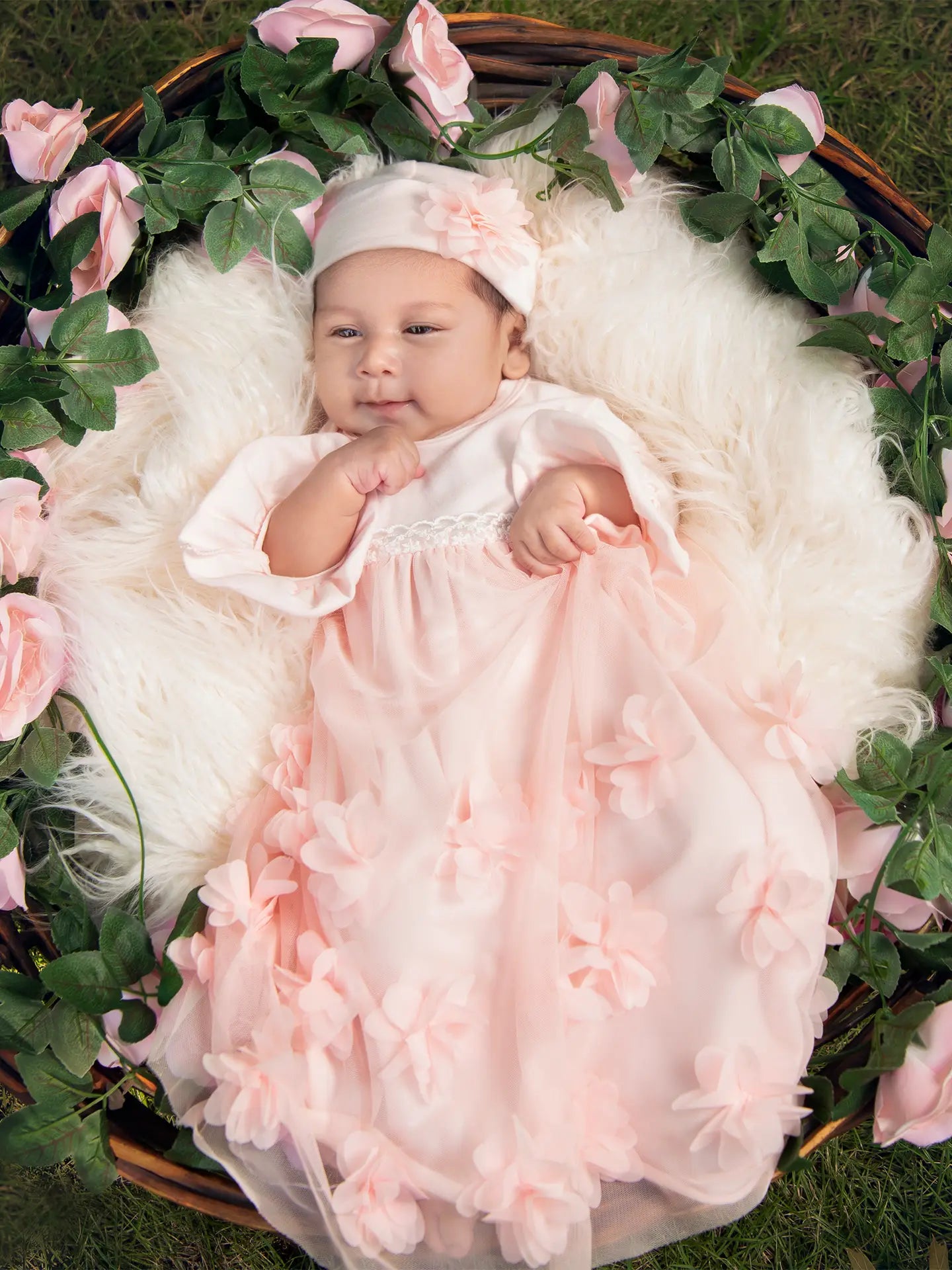Haute Baby peach blossom bubble dress